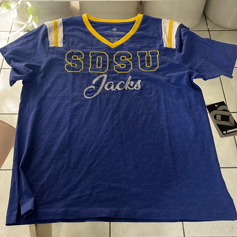 WOMENS SHORT SLEEVE TEE 
SDSU JACKS , color BLUE